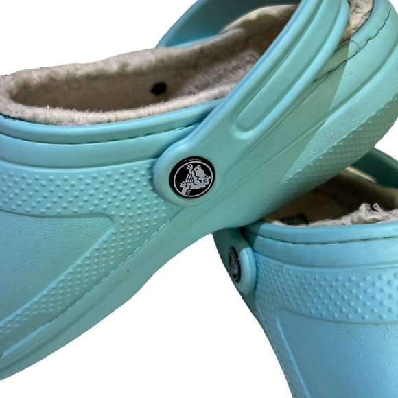 CROCS‎ Unisex 203591 Faux Fur Lined Turquoise Slip On Shoes Clogs Size M-9/W-11 - Picture 6 of 10